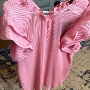 Pink ruffle blouse